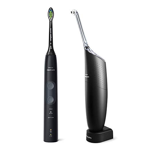 Philips Sonicare ProtectiveClean 5100 Electric Toothbrush and Philips AirFloss Pro Power Flosser, Black (UK 2-Pin Bathroom Plug) - HX8491/74