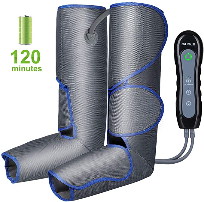 BIUBLE Leg Air Massager for Circulation and Relaxation Foot and Calf Massage with Handheld Controller 3 Intensities 4 Modes