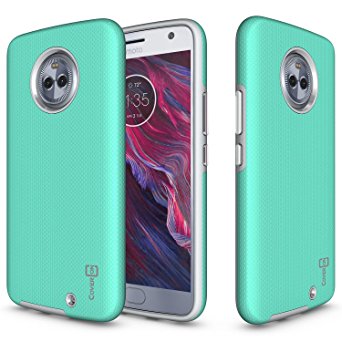 Moto X4 Case, CoverON Rugged Series Protective Hybrid Phone Cover with Easy-Press Metalized Buttons - Mint