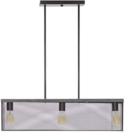 Globe Electric 65019 Rebecca 3-Light Pendant, Satin Black, Linear Metal Mesh Shade