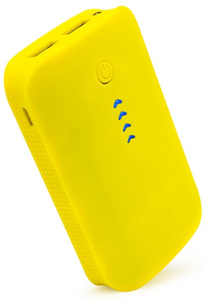 Bastex Yellow Power Bank External Charging for on the go travel Dual Out Put USB Ports Fast Charging MCU intelligent High Density 6000 mAh Battery Pack for Android iPhone 6s LG G5 Samsung Galaxy S7