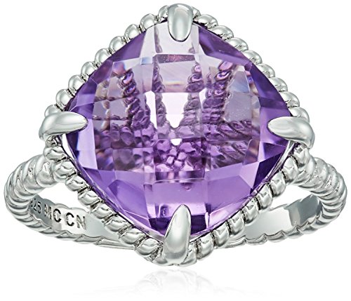 Sterling Silver Amethyst Cushion Ring, Size 7