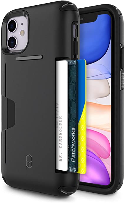 PATCHWORKS iPhone 11 Case [Level Wallet Series] Rugged Hybrid Shockproof Dual Layer TPU   PC Case [Military Grade Drop Test Certified] [Wireless Charging Compatible], Black