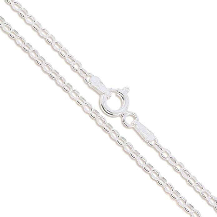 Sterling Silver Rolo Chain 2.1mm Solid 925 Italian Round Cable Chain Necklace