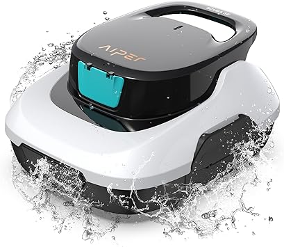 (2024 Upgrade) AIPER Scuba SE Cordless Pool Vacuum, Robotic Pool Cleaner Cleaner Lasts up to 90 Mins, Self-Parking, Dual Powerful Suction Ports, Idea for Above Ground Pool up to 33 Feet (Dark White)