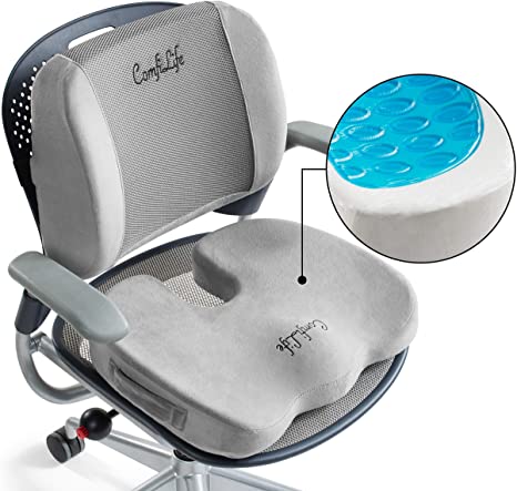 ComfiLife Gel Enhanced Seat Cushion & Lumbar Support Bundle - Office Chair & Car Seat Cushion for Back Pain & Sciatica Relief - 100% Memory Foam