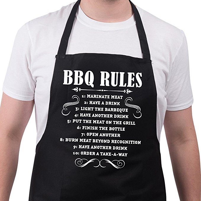 BBQ Apron Funny Aprons For Men BBQ Rules Barbecue Grill Kitchen Gift