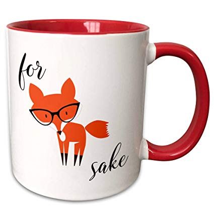 3dRose 235574_5 For For Fox Sake Mug, 11 oz, Red