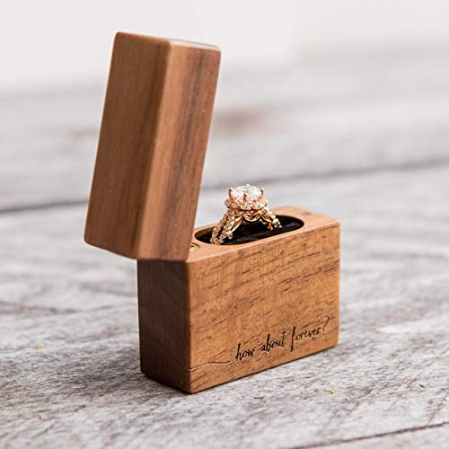 Walnut Flip Engagement Ring Box"How about forever" (Wedding Ring Box, Ring Box, Proposal Box)