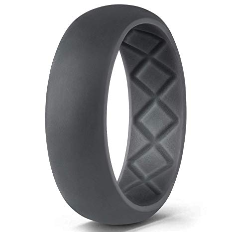 Egnaro Silicone Wedding Ring for Men, Breathable Mens' Rubber Wedding Bands, Size 8 9 10 11 12 13,Classical Style, for Crossfit Workout