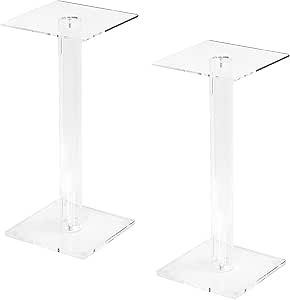 VIVO Universal Premium Acrylic Speaker Floor Stands, 23 inch High Sofa End Tables for Living Room, Plant Stands, 22 lbs Capacity Each, 2 Pack, STAND-SP2A