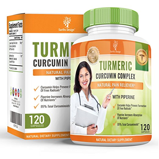 Turmeric Curcumin 600mg - Organic Turmeric With Black Pepper Extract - Piperine Increases Bioavailability - For Men & Women - 120 Capsules (2 Month Supply) by Earths Design