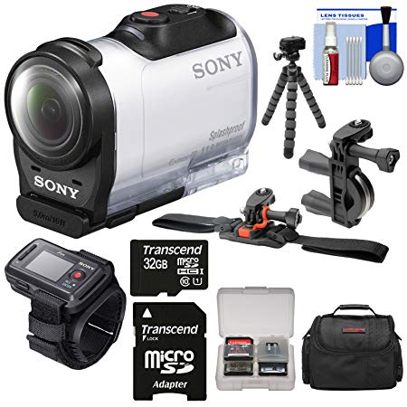 Sony Action Cam HDR-AZ1 Mini HD Video Camera Camcorder & Remote with 32GB Card   ATV/Bike Handlebar & Vented Helmet Mounts   Case   Tripod Kit