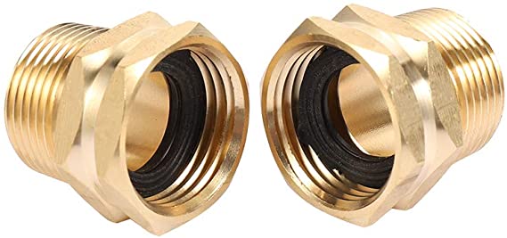 ZKZX Garden Hose Adapter,3/4" GHT Female x 3/4" NPT Male Connector,GHT to NPT Adapter Brass Fitting,Brass Pipe to Garden Hose Fitting Connect (2 Pack) (3/4NPT)