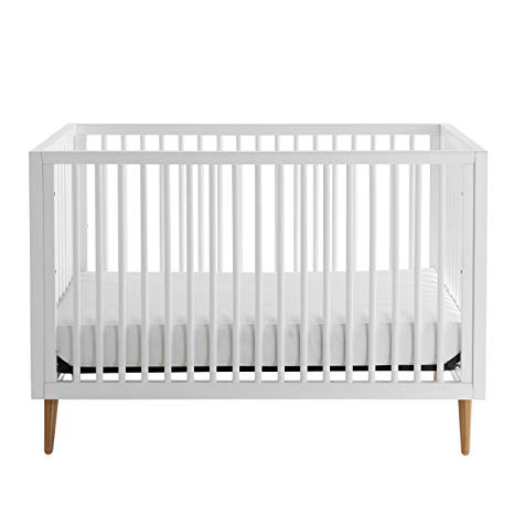 3-in-1, Easy-to-Assemble, Roscoe Convertible Crib -  Built-In Hardware, Mid Century Modern Design, 3 Mattress Height Positions, White