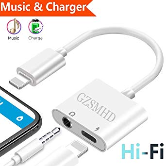 Headphone Adapter for iPhone X Adaptor Charger Adapter 3.5mm Square Jack Dongle Earphone Aux Audio & Charge Compatible for iPhone 7/7Plus/8/8Plus/XR/X/XS Splitter Music and Charge Support iOS12 More