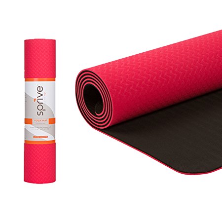 Sprive TPE Yoga Mat (6mm) for Yoga, Pilates, Burpee, Core Exercises, Health, Fitness, Interval Training. Eco-Friendly, Durable, Non-Slip. Multiple colors and sizes.