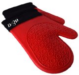 Atlas and Apollo Silicone Oven Mitts Heat Resistant Oven Gloves - Red Pot Holders for Grilling Cooking and Baking - Deluxe Padded Cotton Liner for Extra Protection - Non Stick Grip Glove 1 Pair Set