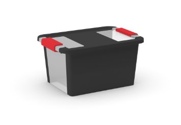 KIS BlackClear Base Bi-Box with Lid and Red Handles Small set of 6