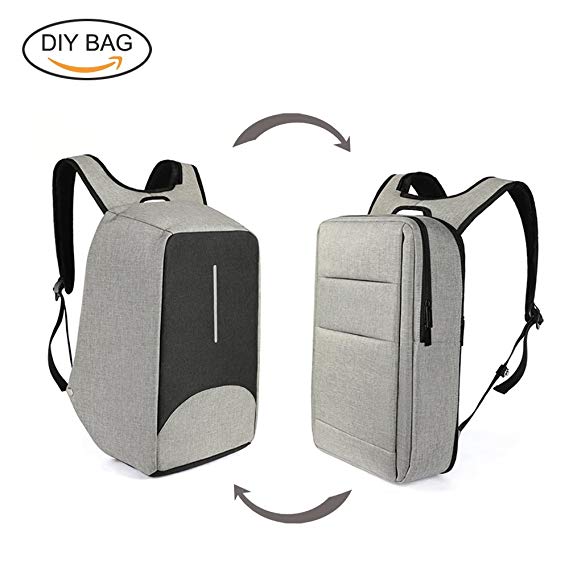 Grey Changeable Anti Theft Backpack Business Laptop Casual School Business Travel Daypack with USB Charging & Headphone Port New Design Knapsack For Men And Women