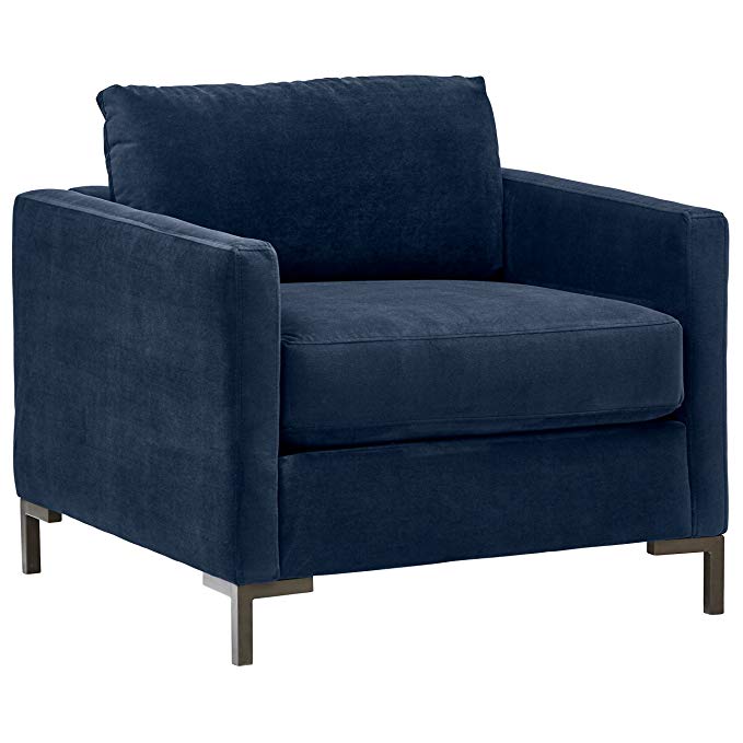 Rivet Edgewest Low Back Modern Accent Chair, 34"W, Blue Ink