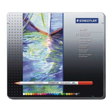 Staedtler Karat Aquarell Premium Watercolor Pencils, Set of 24 Colors (125M24)