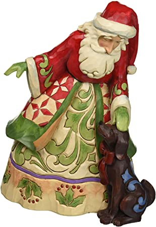 Jim Shore Heartwood Creek Santa with Puppy Stone Resin Figurine, 9”