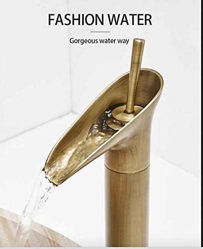 aquieen Single Lever Basin Mixer Tap with Provision for Hot and Cold Water (Antique Brass)
