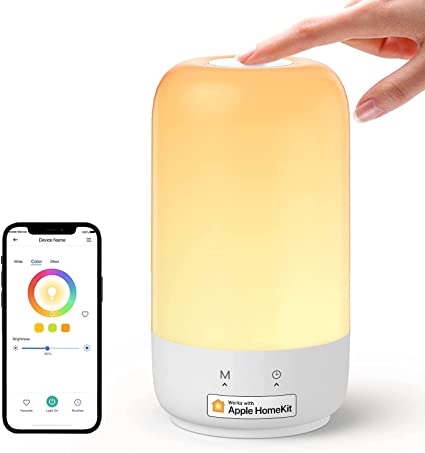 meross Smart WiFi Table Lamp, LED Bedside Lamp Support Apple Homekit, Alexa and Google Assistant,Tunable White & Multi-Color, Nightstand Lamp for Bedroom,Touch Control, Voice and APP Control