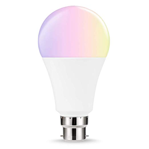 LOHAS WiFi A65 B22 Smart Light Bulbs, Works with Alexa and Google Home, 14W Equal to 100W LED Bulb, RGB Cool White Colour Changing Mood Light, Controlled by Smart Devices, No Hub Required, 1 Pack