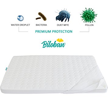 Pack N Play Sheet and Mattress Pad - Comfort Cotton Surface, 100% Waterproof, 39" x 27" Fitted for Mini & Portable Playard Crib / Mattress - White