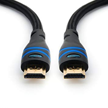 BlueRigger Braided High Speed HDMI cable with Ethernet - Supports 3D, 4K and Audio Return [Latest Version] - 3 Feet)
