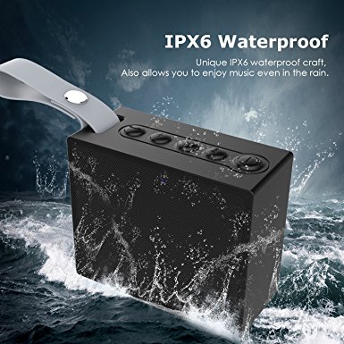 Elecder Wireless Portable Waterproof Bluetooth Speakers for Outdoor and Shower With 5W 10 Hours Rechargeable Battery Life, Built-in Mic Aux Input for iPhone Samsung Galaxy LG, Black