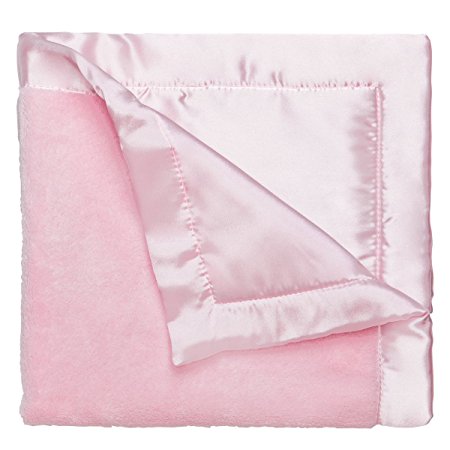 Elegant Baby Ultra Plush Blankie, Satin Border and Back Blankie 20 x 20 Inch in Pastel Pink