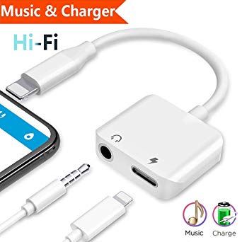 Headphone Adapter for iPhone Charger Jack AUX Audio 3.5 mm Jack Adapter for iPhone Adapter Splitter Earphone Compatible with iPhone 7/7p/8/8p/X/XR/XsMax Dongle Accessory Connector Support All iOS