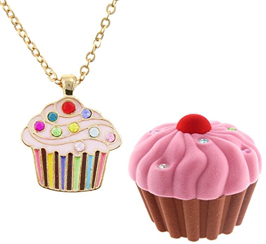 Cupcake Cuties Enamel Pendant Necklace in Figural Gift Box (Sold Individually)