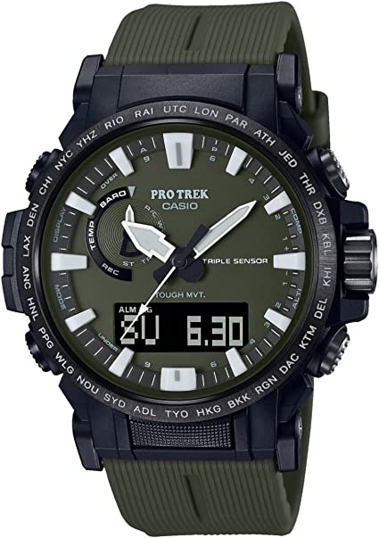 Casio Unisex-Adults Analogue-Digital Quarz Watch with Plastic Strap PRW-61Y-3ER, Green, strip