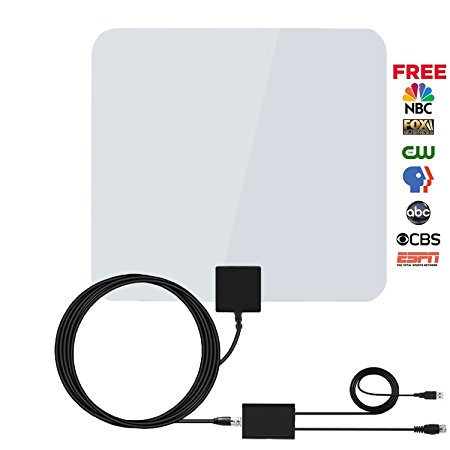 60 Miles Amplified HDTV Antenna Indoor - 2017 Amplifier TV Antenna Digital TV Signals with Detachable Channels Booster Easy Installation Antenna for 1080P 4K High Reception Free Gain 9.8Ft Coax Cable
