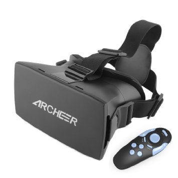 VR Headset,Archeer Virtual Reality 3D Glasses VR Headset Helmet with Bluetooth Controller Adjustable Head Band Strap for 3D Movies/Games Compatible with iPhone Samsung Moto LG Nexus HTC 4.7-5.5 Inch Smartphones