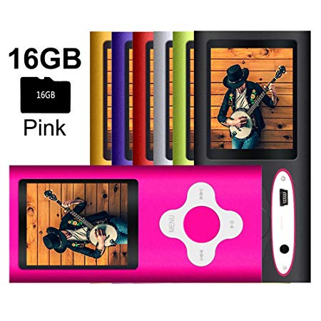 G.G.Martinsen Pink-with-White MP3/MP4 Player with a 16GB Micro SD Card, Support Photo Viewer, Mini USB Port 1.8 LCD, Digital MP3 Player, MP4 Player,