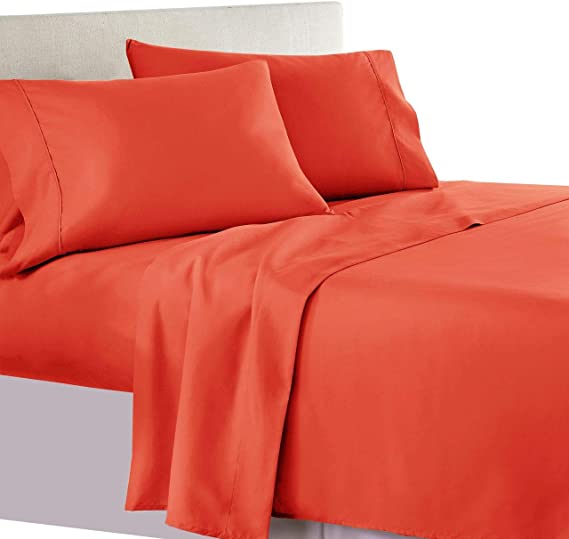 Royal Hotel Cotton Pillowcases, 2PC Pillow Cases, 100% Cotton, 300 Thread Count, Sateen Solid - Coral - Standard Size