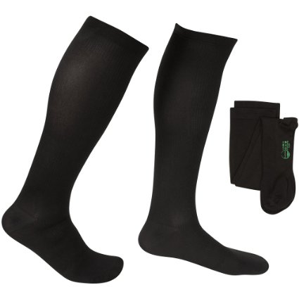 EvoNation Mens USA Made Graduated Compression Socks 20-30 mmHg Firm Pressure Everyday Support Stockings Large Black