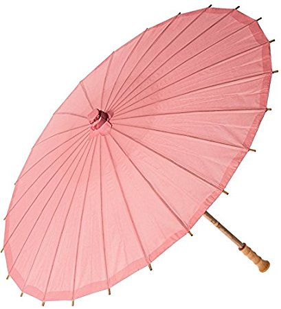 Luna Bazaar Paper Parasol (28-Inch, Bambina Pink) - Chinese/Japanese Paper Umbrella - For Weddings and Personal Sun Protection