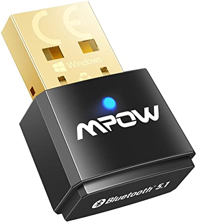 Mpow Bluetooth 5.1 USB Adapter for PC, Plug and Play, Bluetooth Dongle Supports Windows 7/8.1/10, for Desktop, Laptop, Mouse, Keyboard, Headset, Smartphone