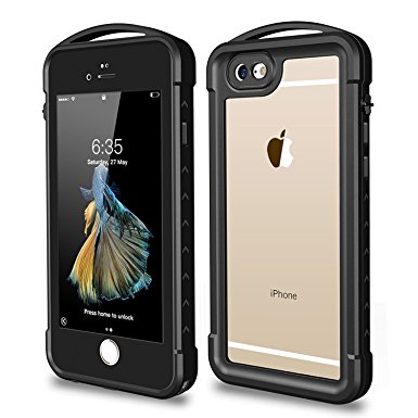 iPhone 6 / 6S Waterproof Case, Singdo Outdoor Underwater Full Body Protective Cover Snowproof Dustproof Rugged IP68 Certified Waterproof Case for Apple iPhone 6S / 6(4.7 inch) - Black/Clear
