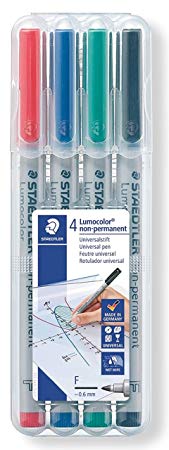 Staedtler 316 WP4 Lumocolor Universal Non Permanent Fine Pens - Assorted Colours