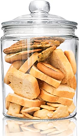 Fasmov 1/2 Gallon Glass Jar with Lid, Airtight Glass Storage Cookie Jar for Flour, Pasta, Candy, Dog Treats, Glass Kitchen Jars Organization Canisters for Kitchen & Pantry