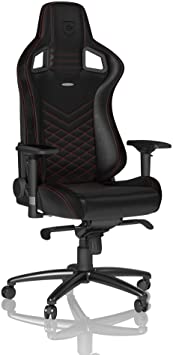 noblechairs Epic Gaming Chair - Office Chair - Desk Chair - PU Faux Leather - 120kg - 135° Reclinable - Lumbar Support Cushion - Racing Seat Design - Black/Red