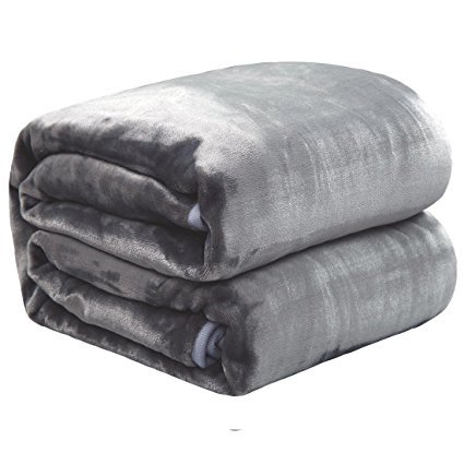 Richave King Polar-Fleece Thermal Blanket Gray Extra Soft Brush Fabric Super Warm Bed Blanket Lightweight Couch Blanket Easy Care 90" x 108"(Gray King)