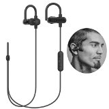 Upgrade QY8 QY11 Bluetooth Headphones with Memory Metal Ear Hooks Wireless Bluetooth V41 Stereo Running Headset Sweatproof QCY APT-X In-Ear Sports Earbuds Earphones Built-in Microphone-Black